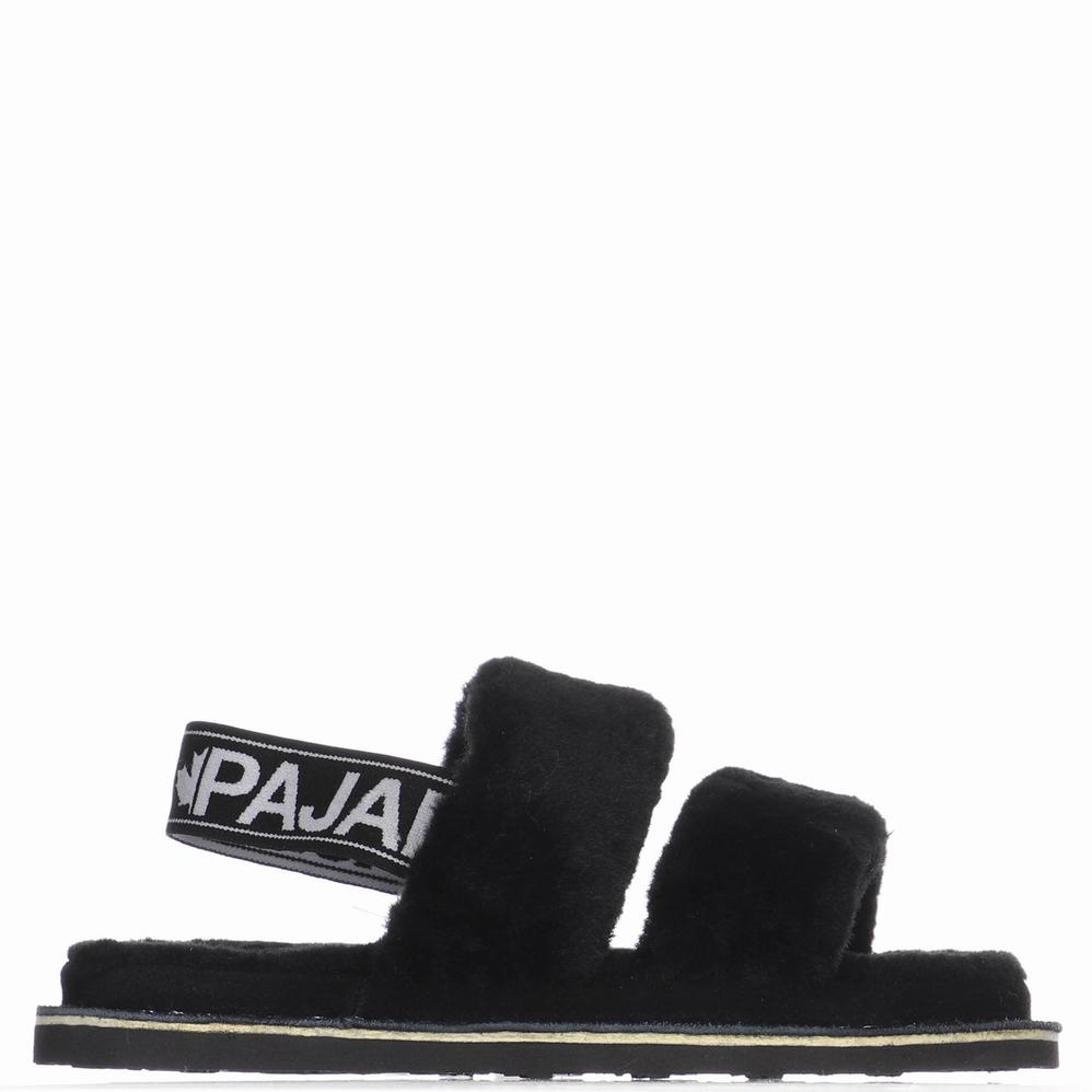 Pajar Mara Strap Donna Pantofole Nere | UDG7511JB